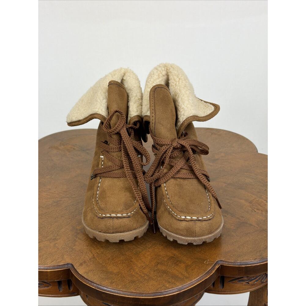 Vintage Y2K Union Bay Brown Wedge Ankle Boots Women's Size 6 - Picture 3 of 8